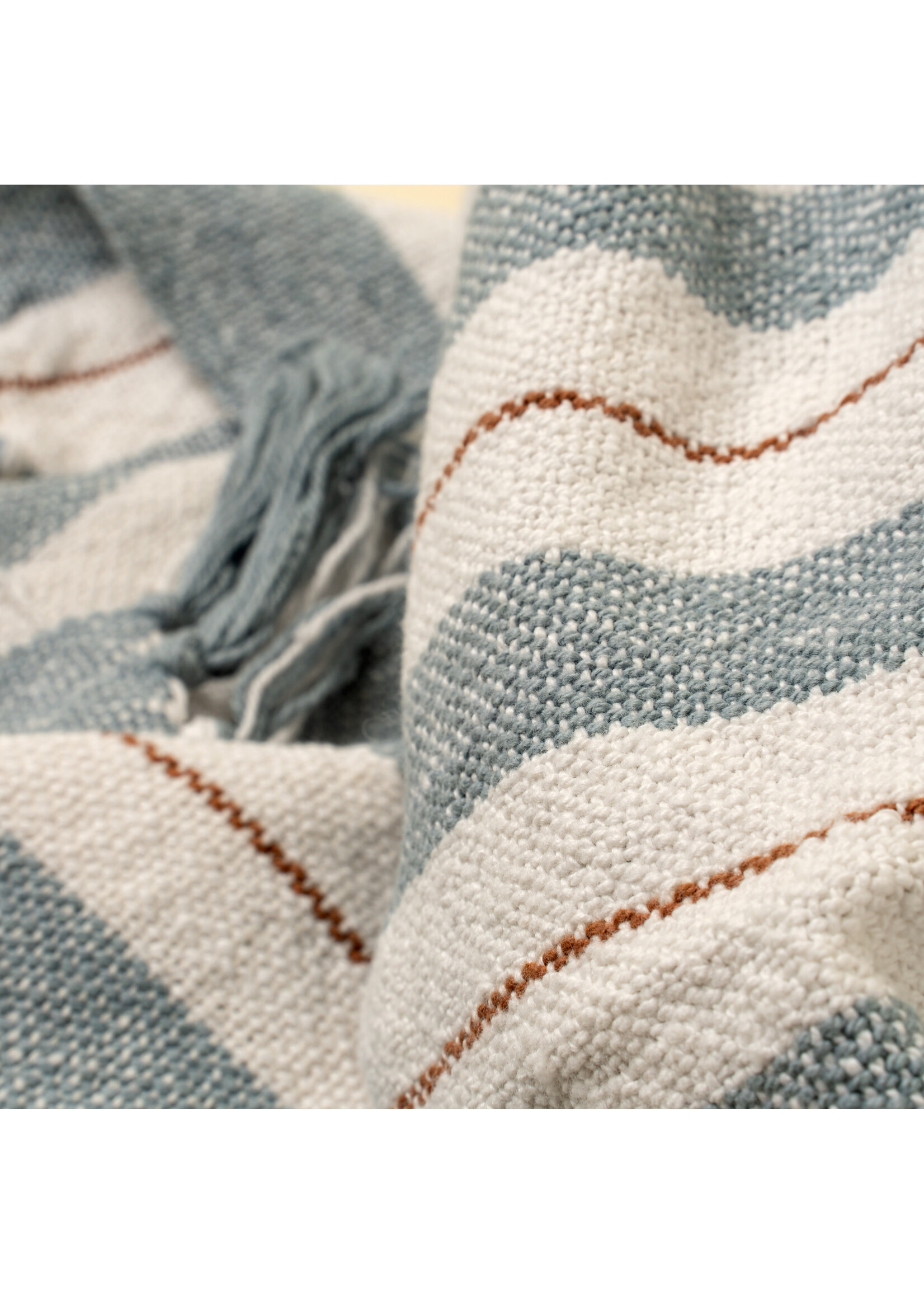 Indaba Cavendish Cotton Throw, Blue