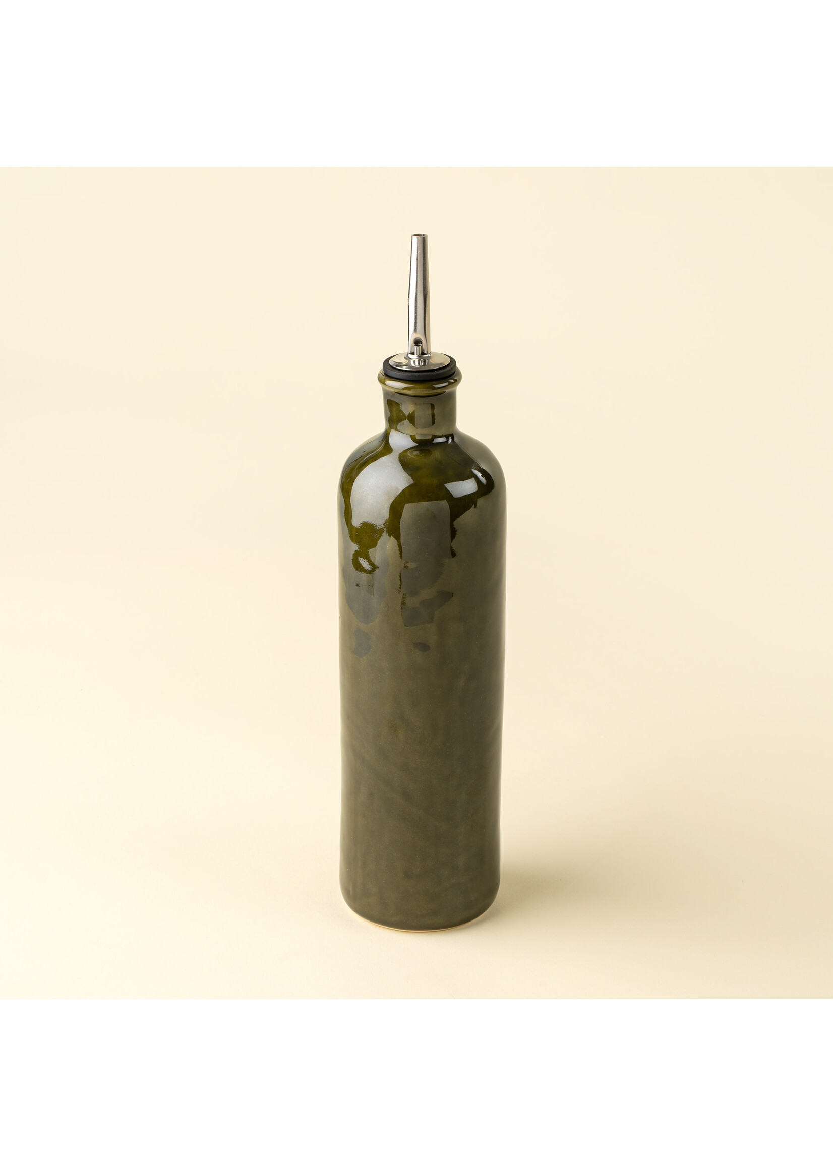 Indaba Stoneware Olive Oil Cruet, Deep Green