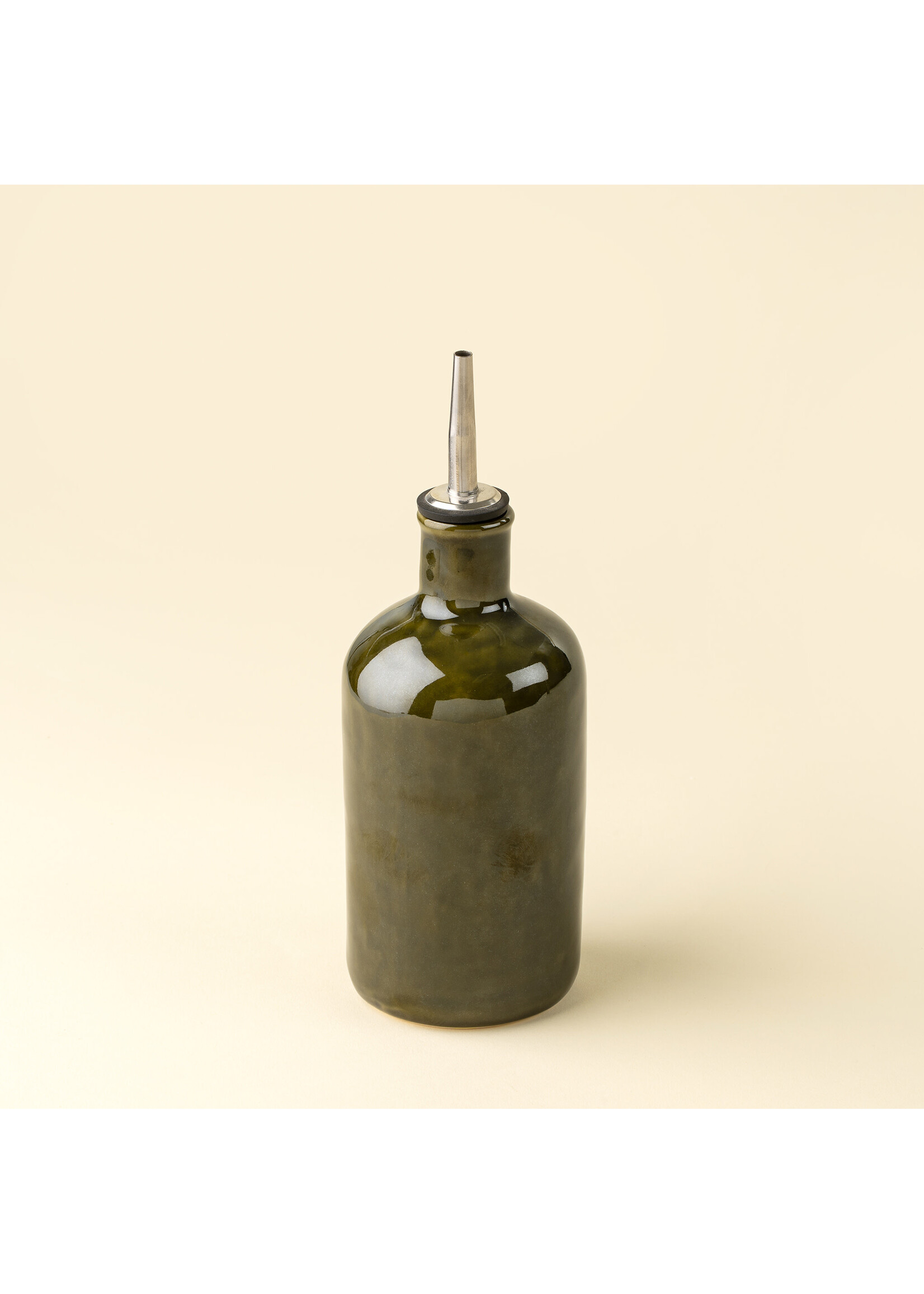 Indaba Stoneware Vinegar Cruet, Deep Green