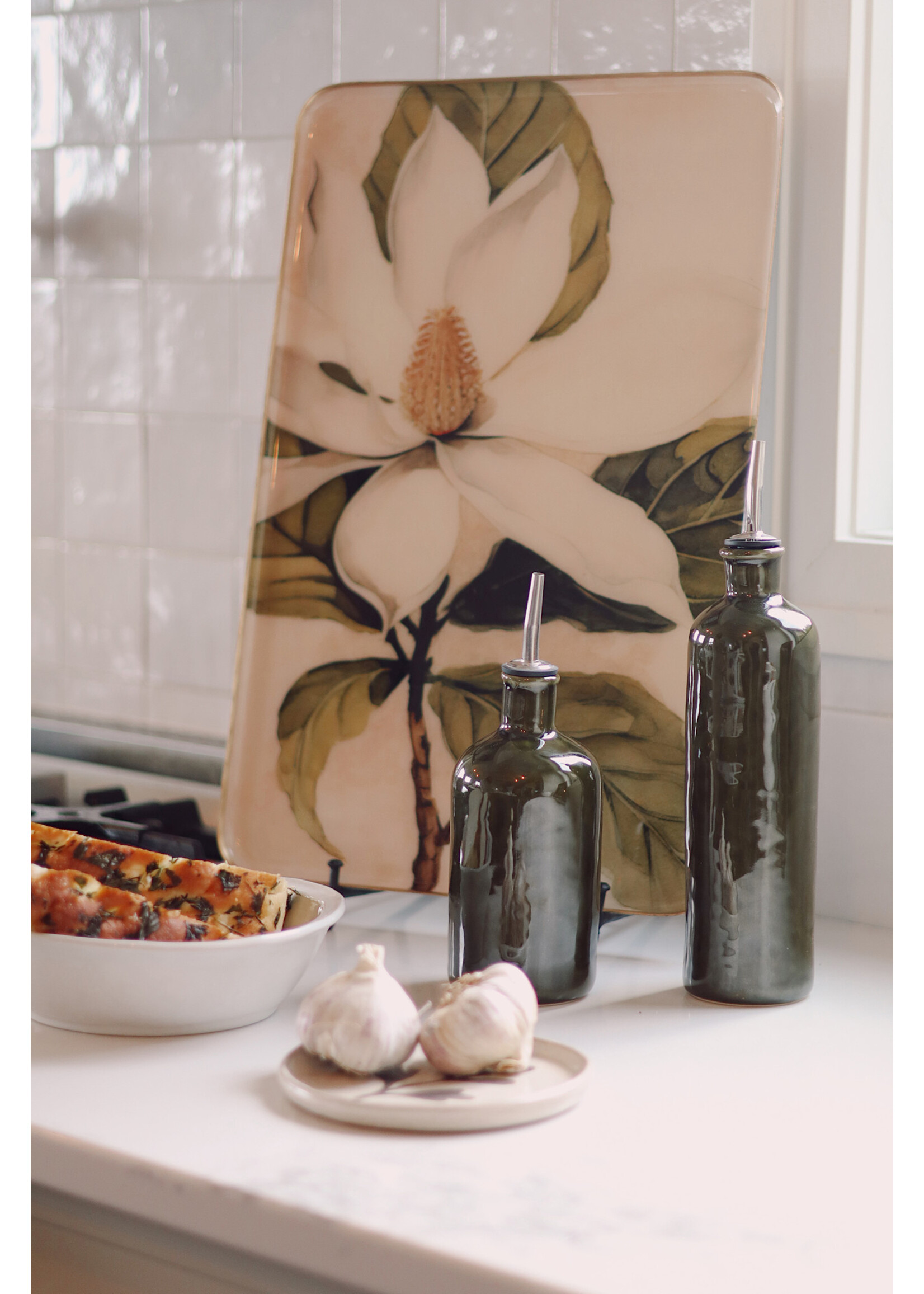 Indaba Stoneware Vinegar Cruet, Deep Green