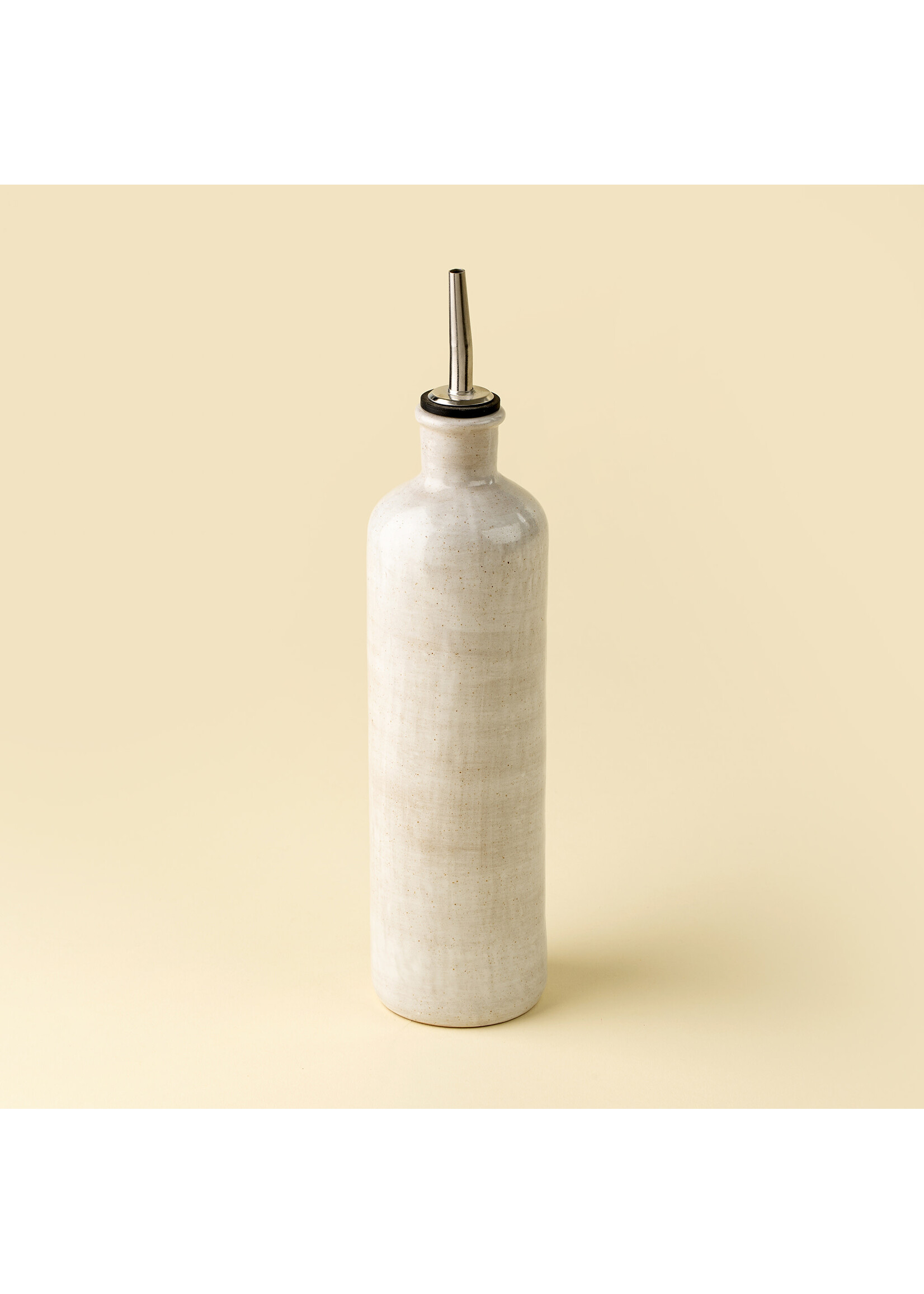 Indaba Stoneware Olive Oil Cruet, Rustic White