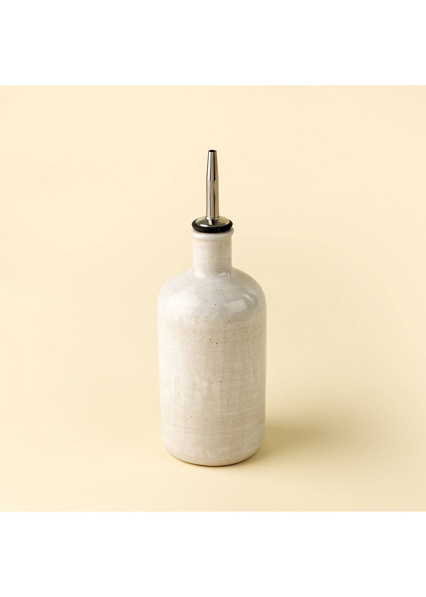 Indaba Stoneware Vinegar Cruet, Rustic White
