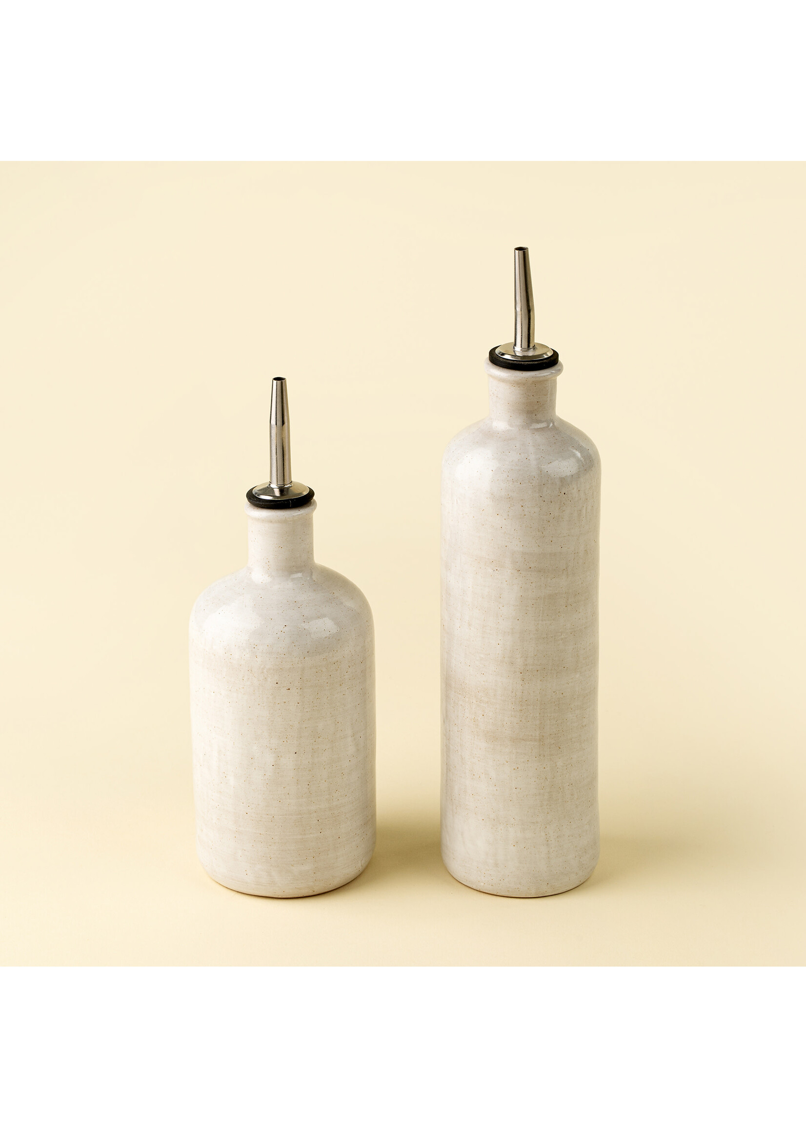 Indaba Stoneware Vinegar Cruet, Rustic White