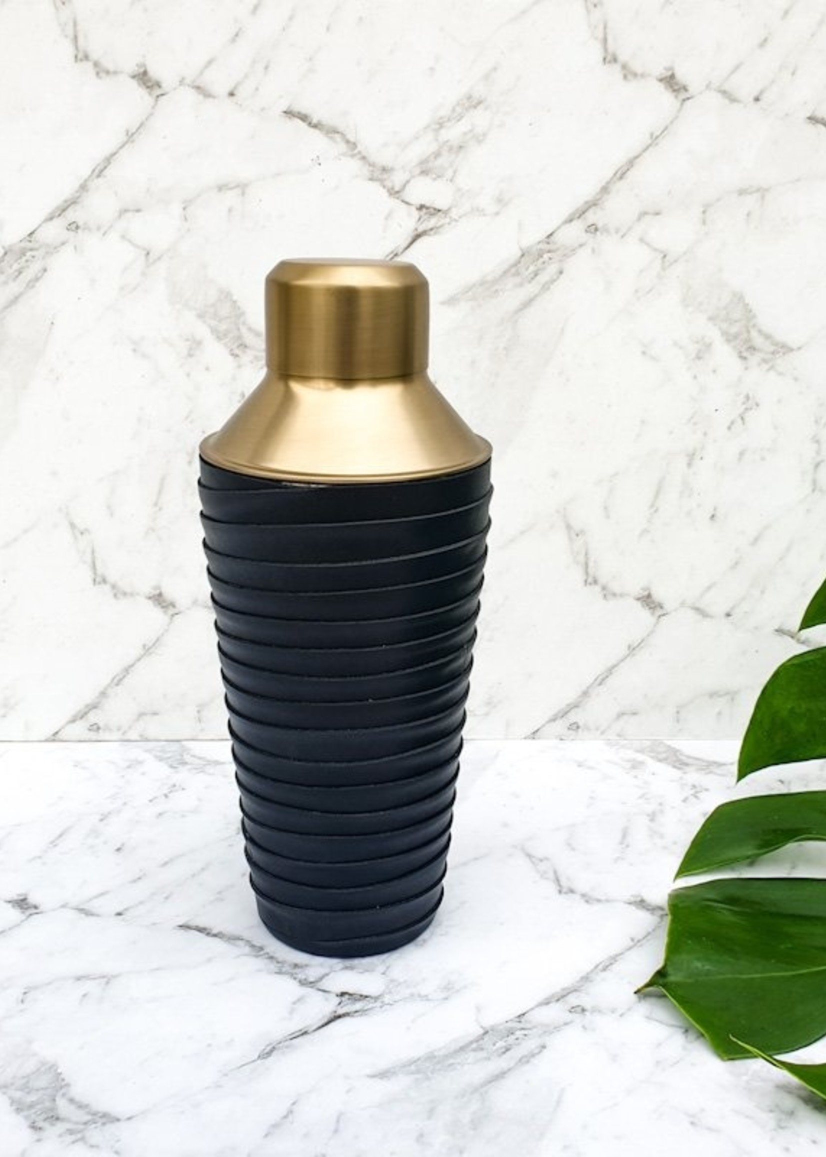 Clinq Leather & Brass Cocktail Shaker