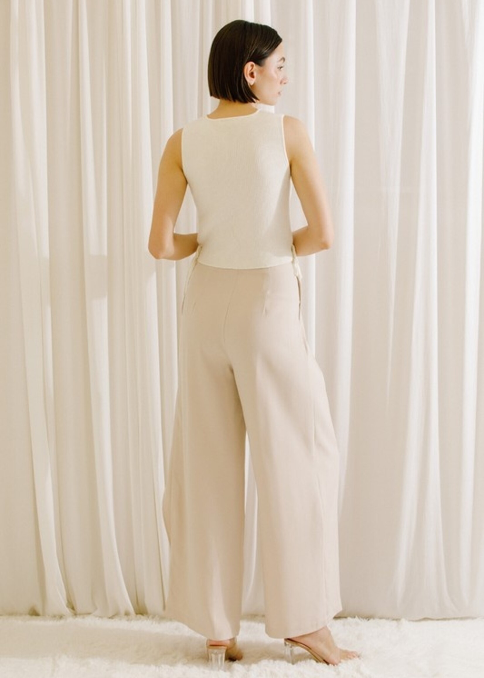 MONOCHROMATIC WRAP SIDE TROUSERS
