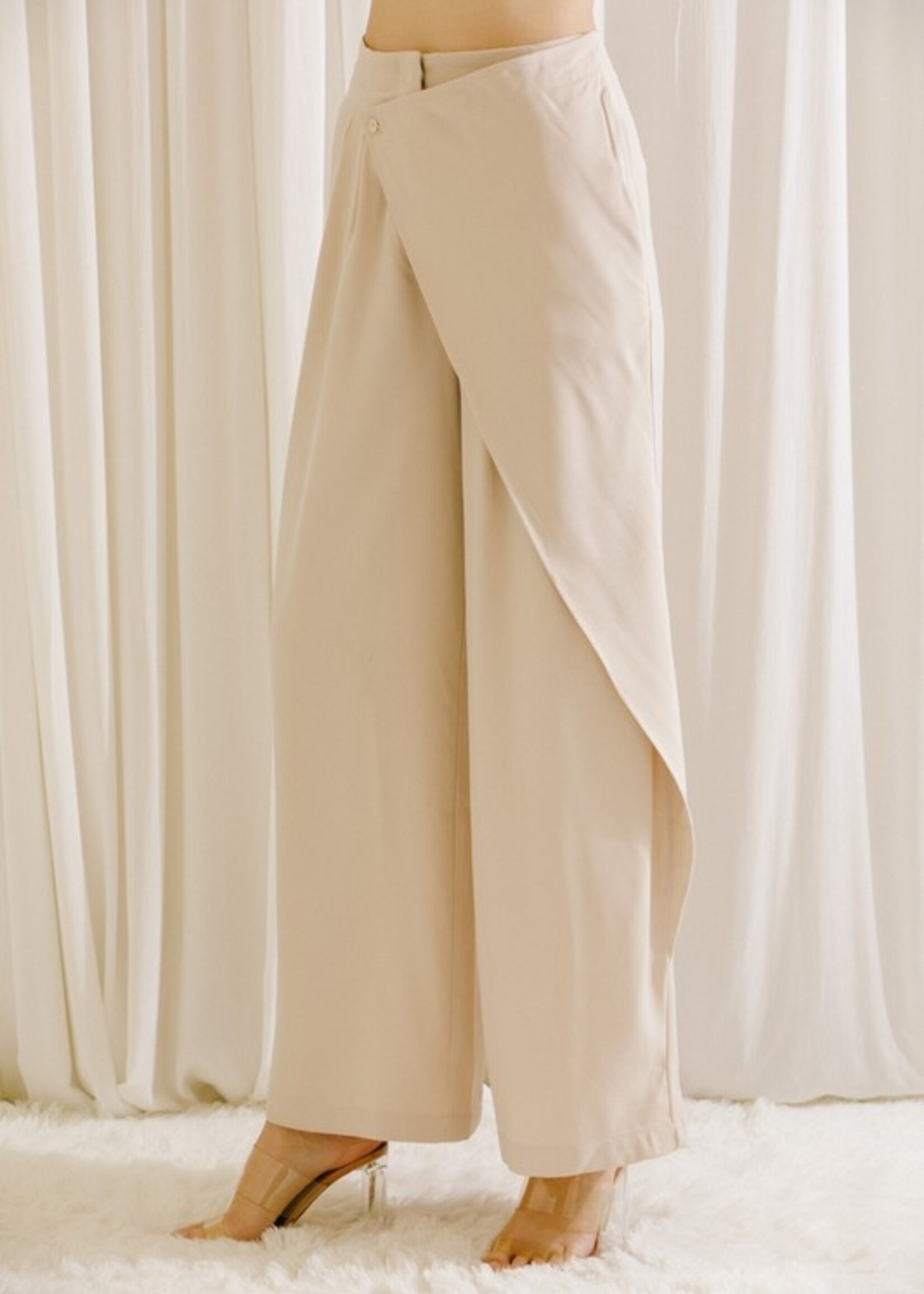 MONOCHROMATIC WRAP SIDE TROUSERS