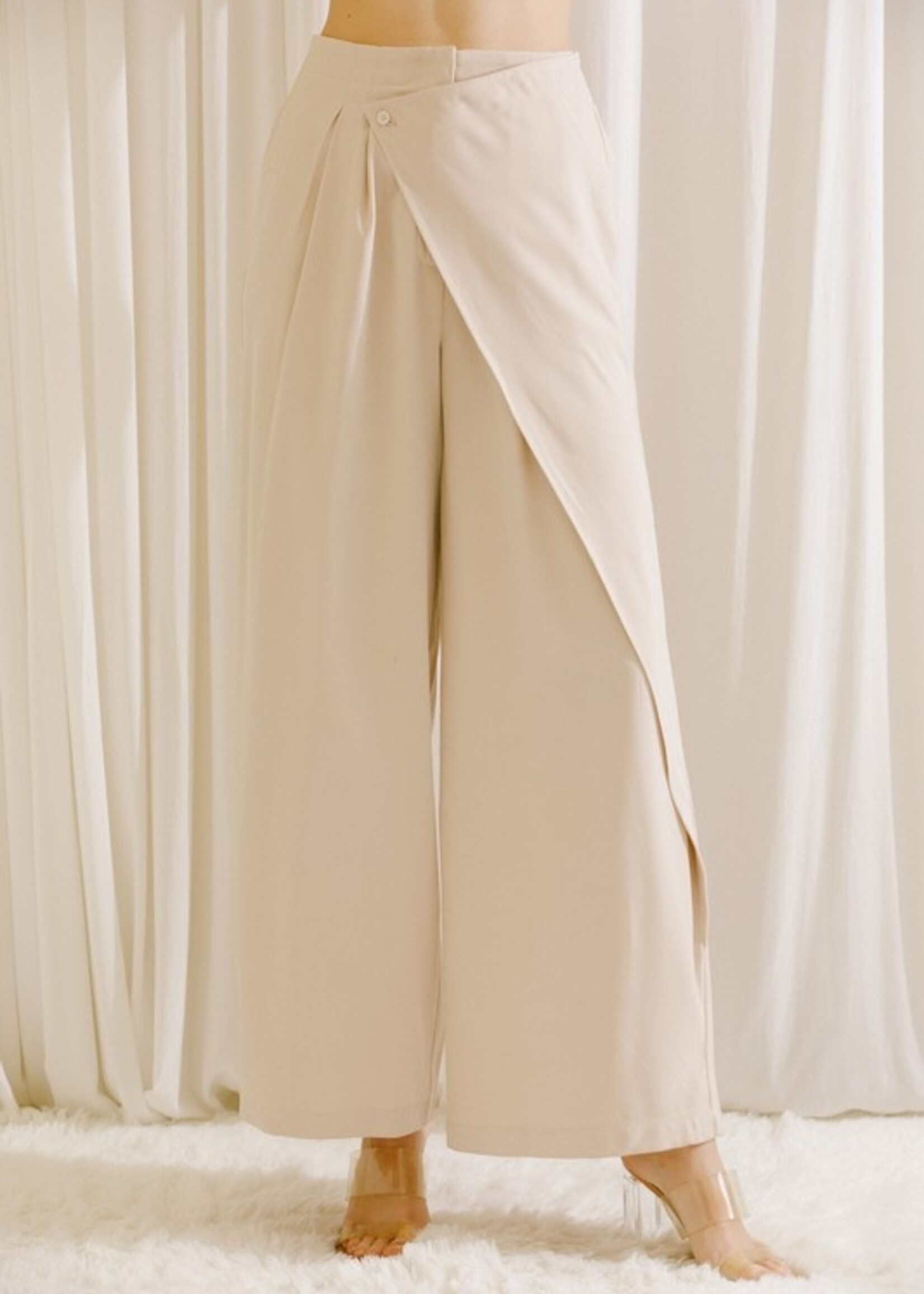 MONOCHROMATIC WRAP SIDE TROUSERS