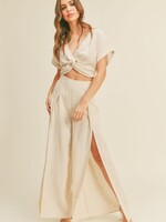textured linen blend pants