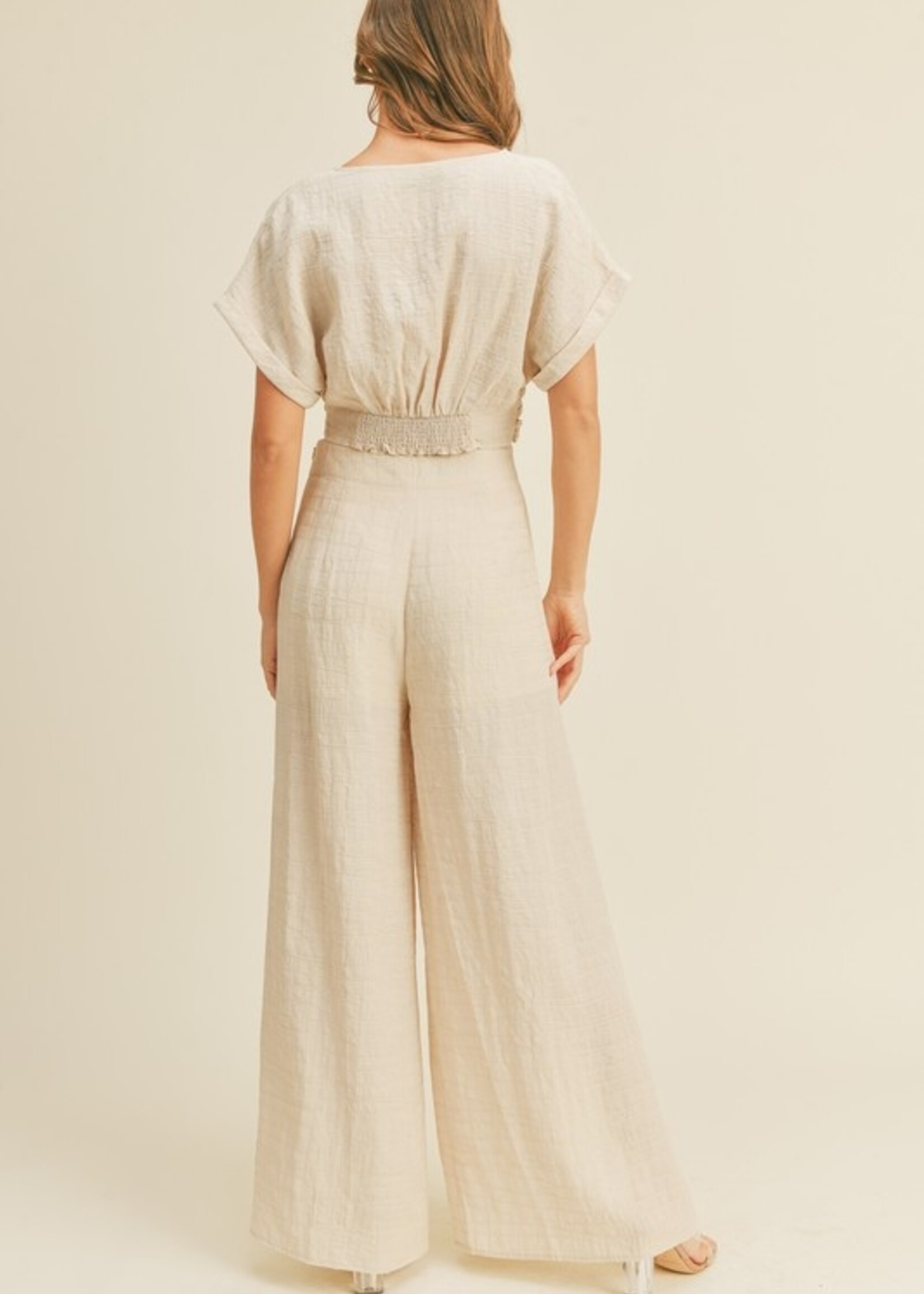 textured linen blend pants