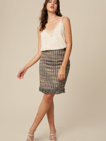 Listicle Fringe Tweed Skirt