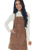 She + Sky Washed Corduroy Button Down Overall Dress