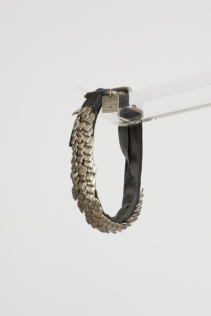 Goti Silver and Leather Leaves Bracelet