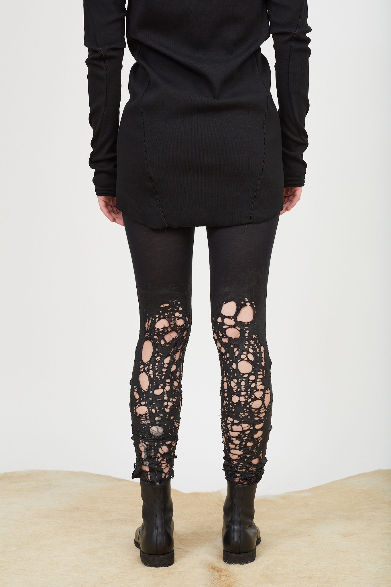 Waxed Black Ruched Legging
