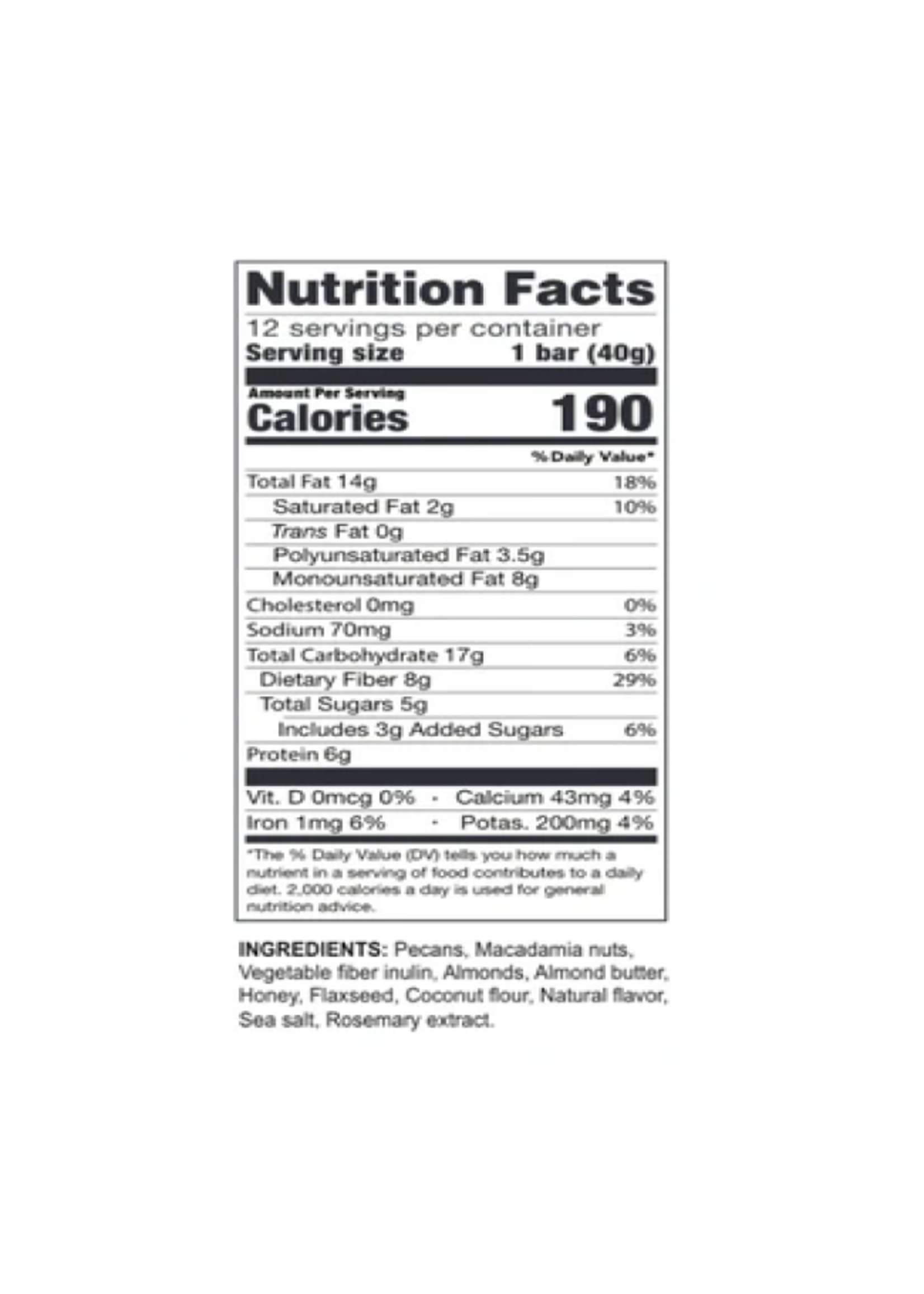Fast Bar Honey Nut 12 Pack