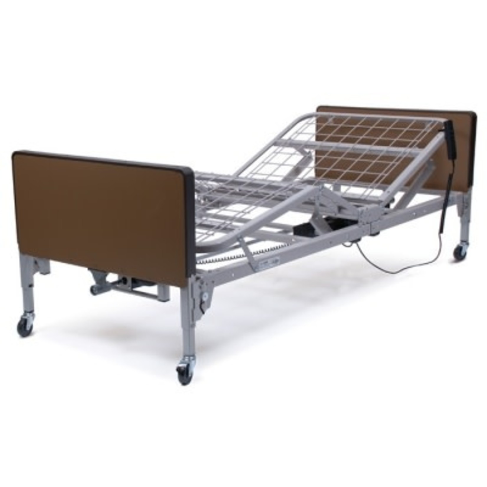 Patriot Semi-Electric Bed with 1633-Reversible Foam Mattress and Half Chrome Rails