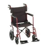Nova LIGHTWEIGHT TRANSPORT CHAIR WITH HAND BRAKES - 20" WITH SWING AWAY FOOTRESTS - RED