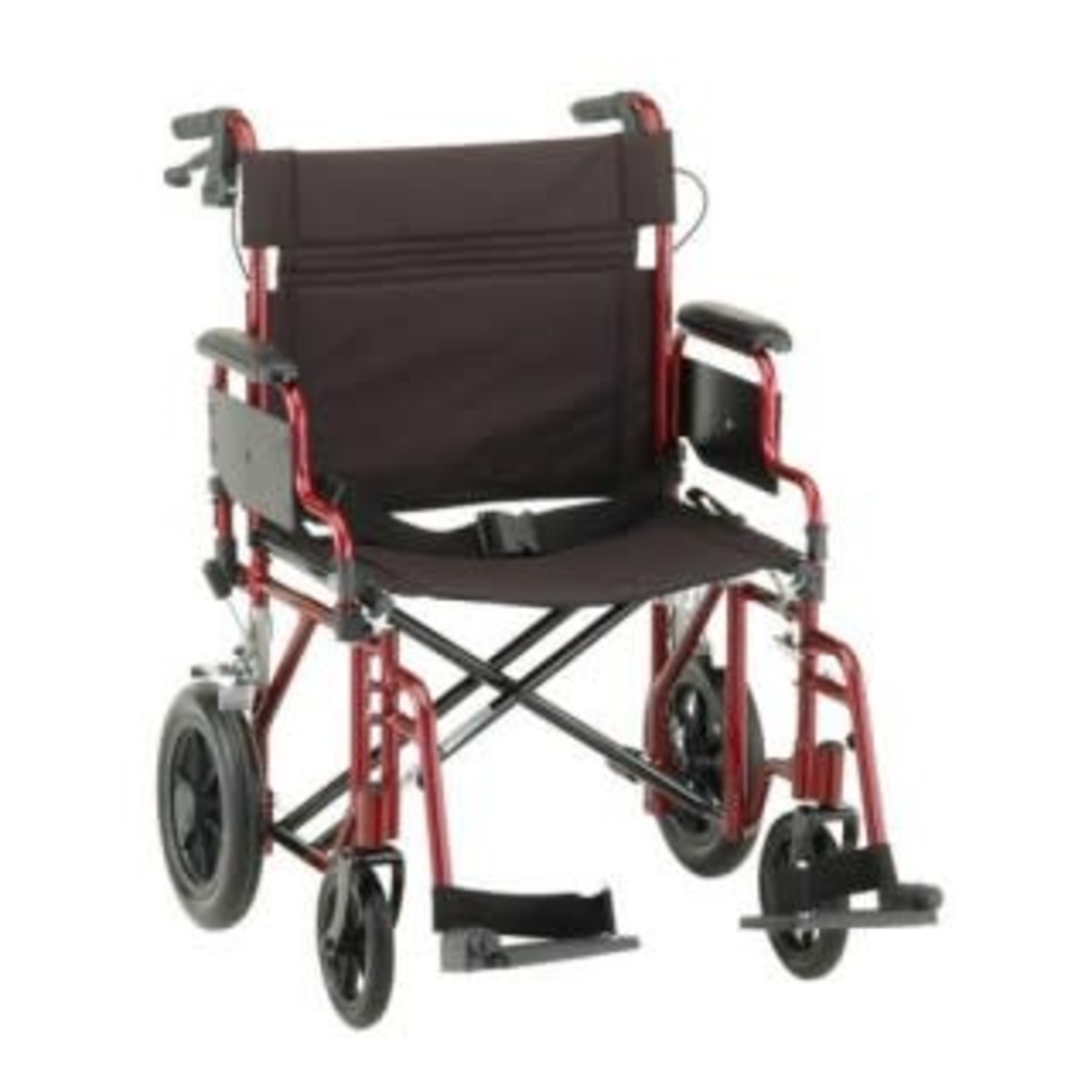 Nova HEAVY DUTY TRANSPORT CHAIR WITH 12" WHEELS, HAND BRAKES, REMOVABLE ARMS - 22" EXTRA WIDE WITH SWING