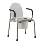 DROP ARM COMMODE GRAY