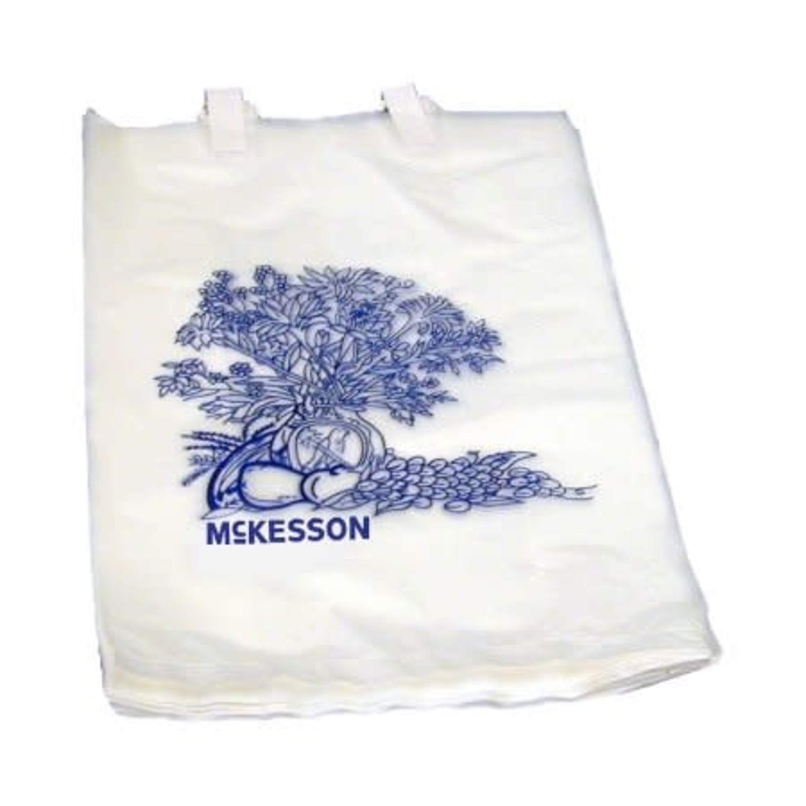 McKesson Bedside Bag McKesson 7 X 11.5 Inch White / Blue Floral Print Polyethylene