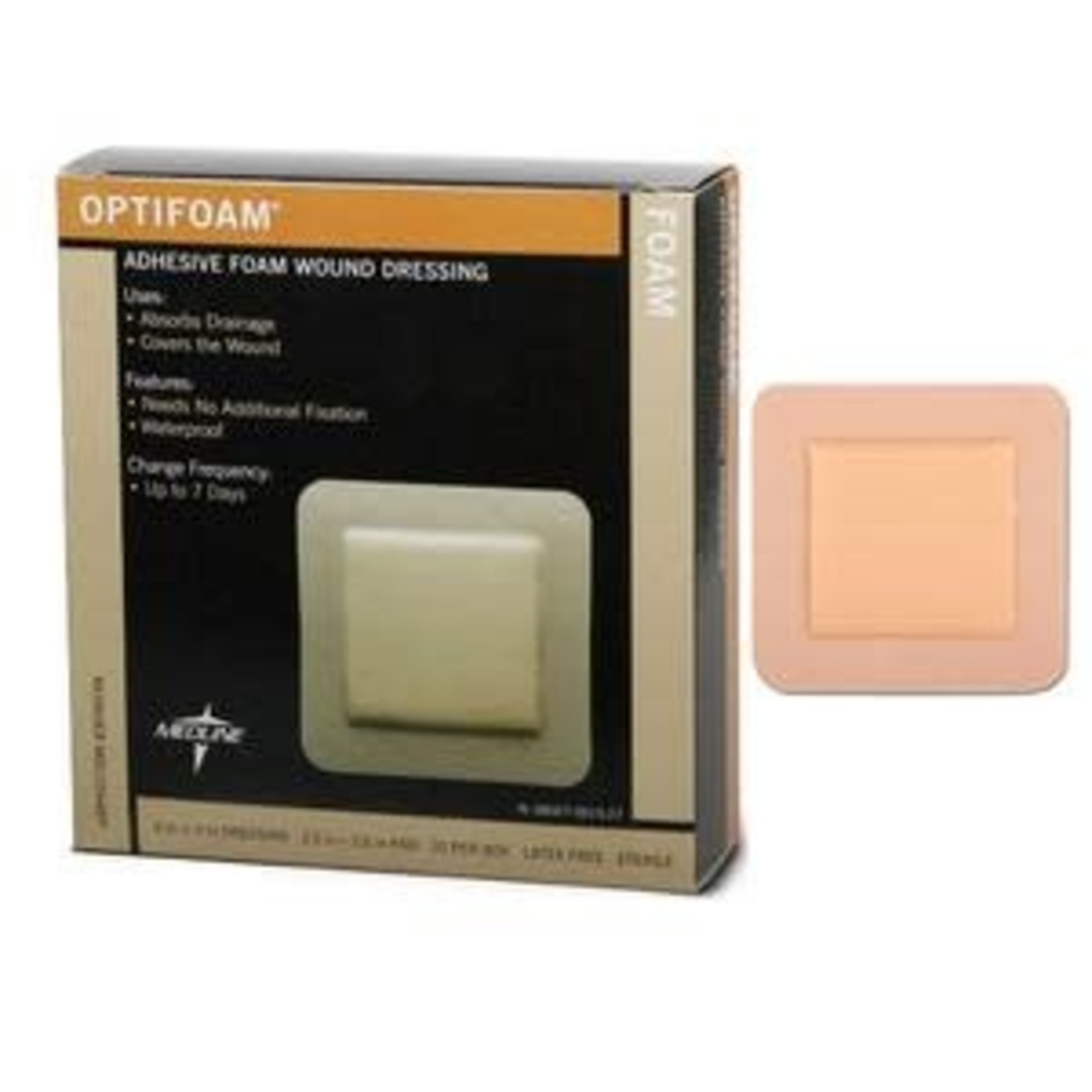 Medline Foam Dressing, Optifoam Adhesive, 4" x 4" - 1each