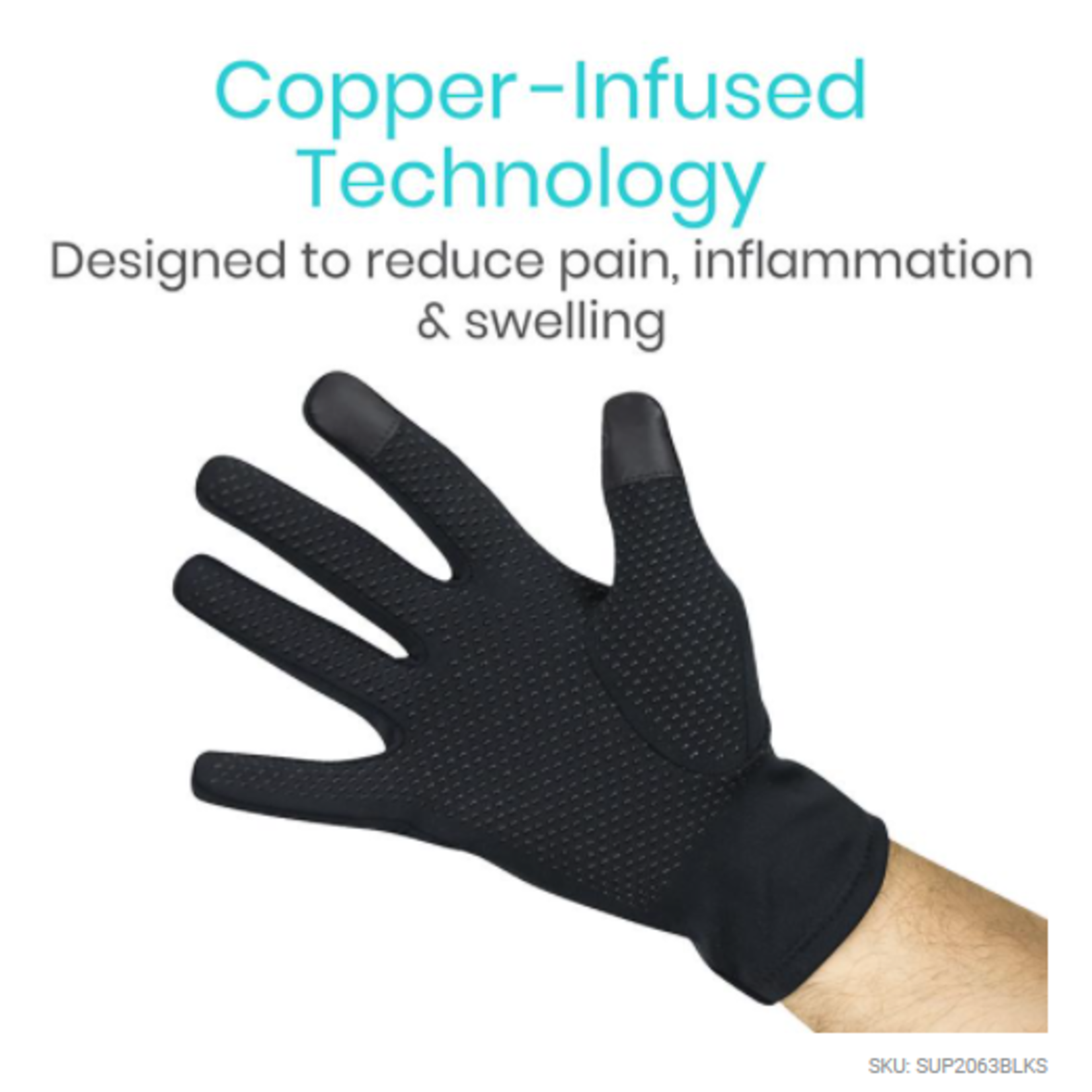 Copper Full Finger Arthritis Gloves Medium