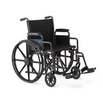 Wheelchairs: K1 Basic Wheelchair with Swing-Back Desk-Length Arms and Swing-Away Leg Rests, 16"