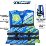 US Coast Guard-Approved Youth Life Jacket 50-90 lbs -Type III PFD Flexible-Fit Open-Sided Design Personal Flotation Device – Blue/White