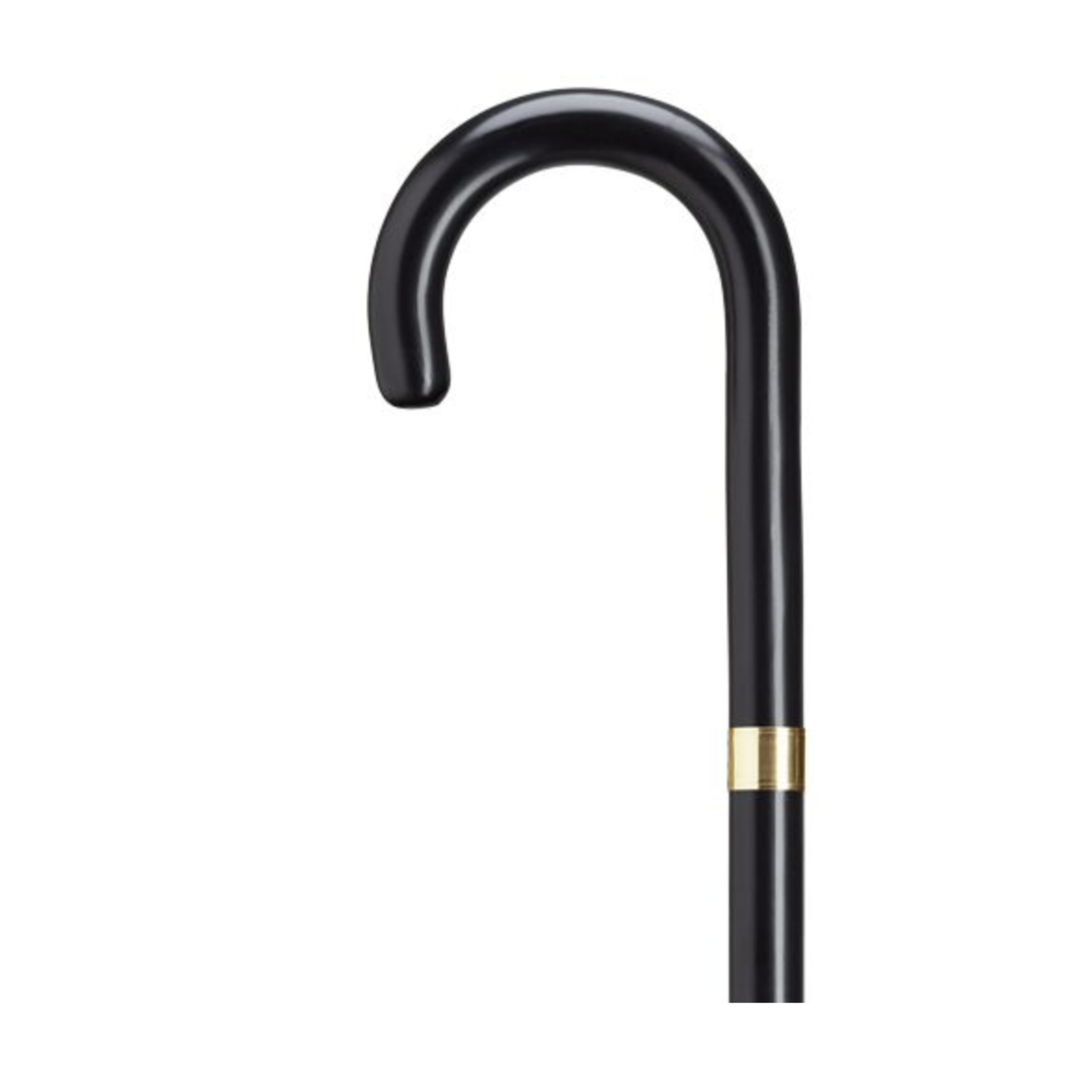 Harvy Gold Plated Band Crook Handle Black Cane