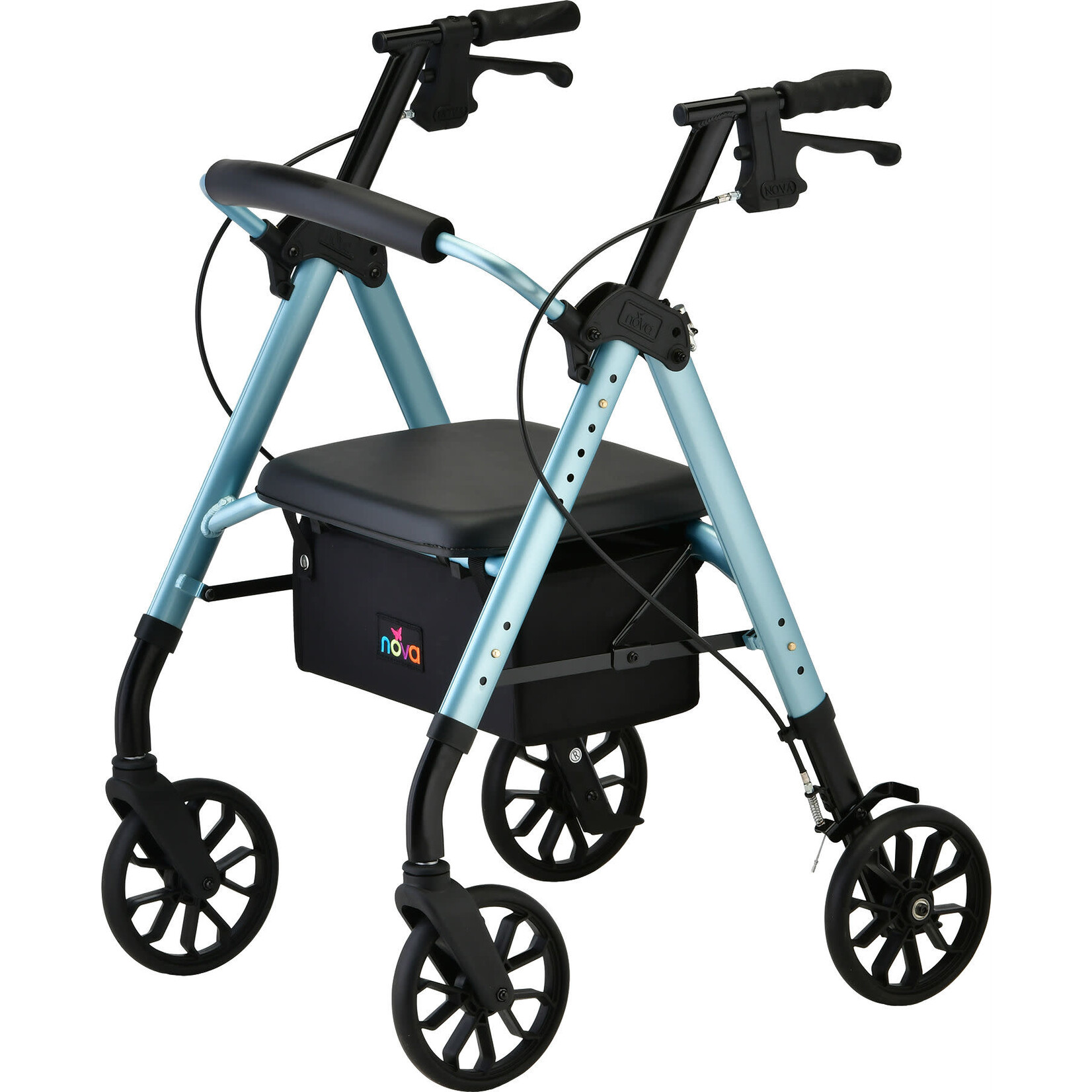 Nova STAR 8 Rollator Walker, 8" Wheels & Standard Size, Sky Blue