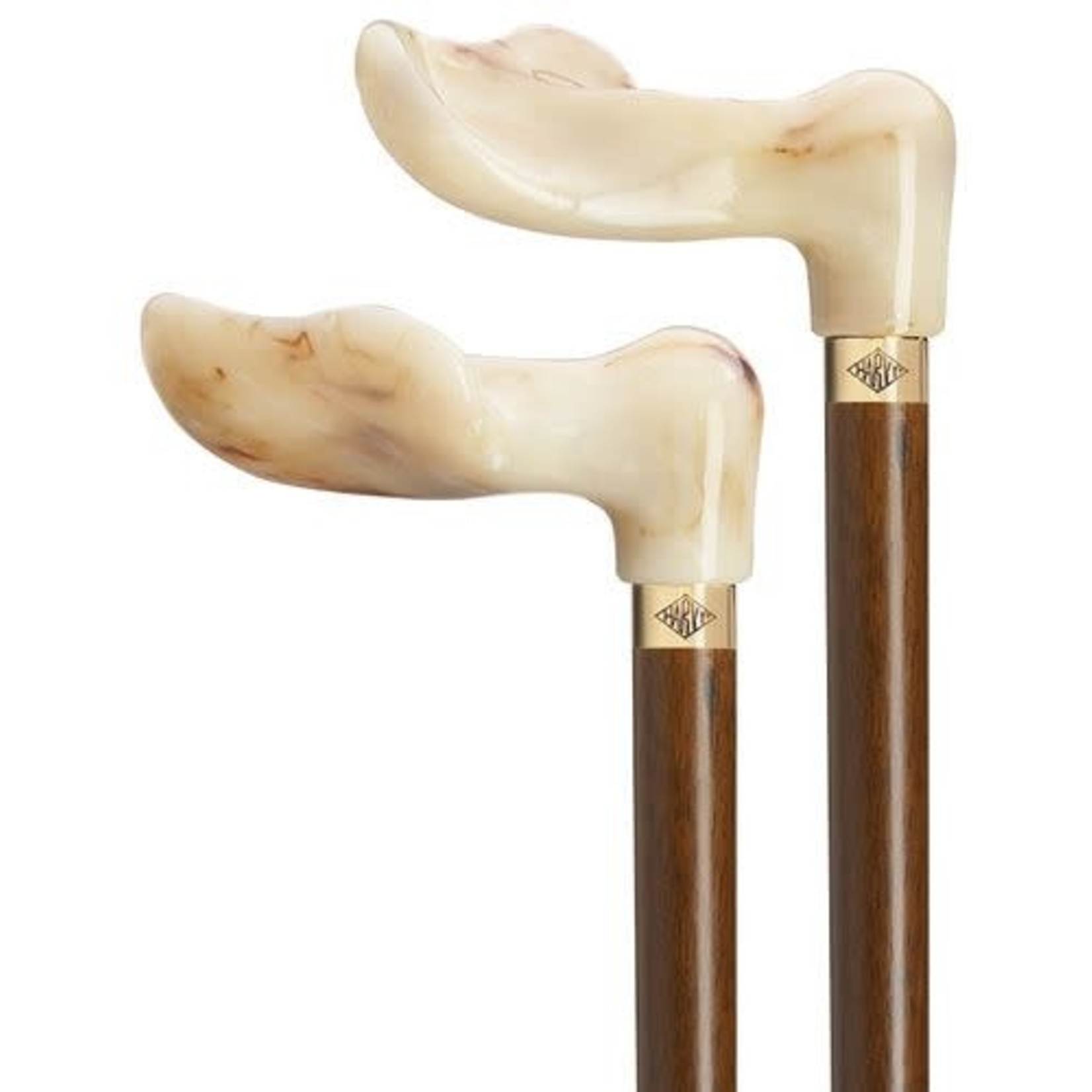 Harvy Marbleized White Palm Grip- Left Hand Cane