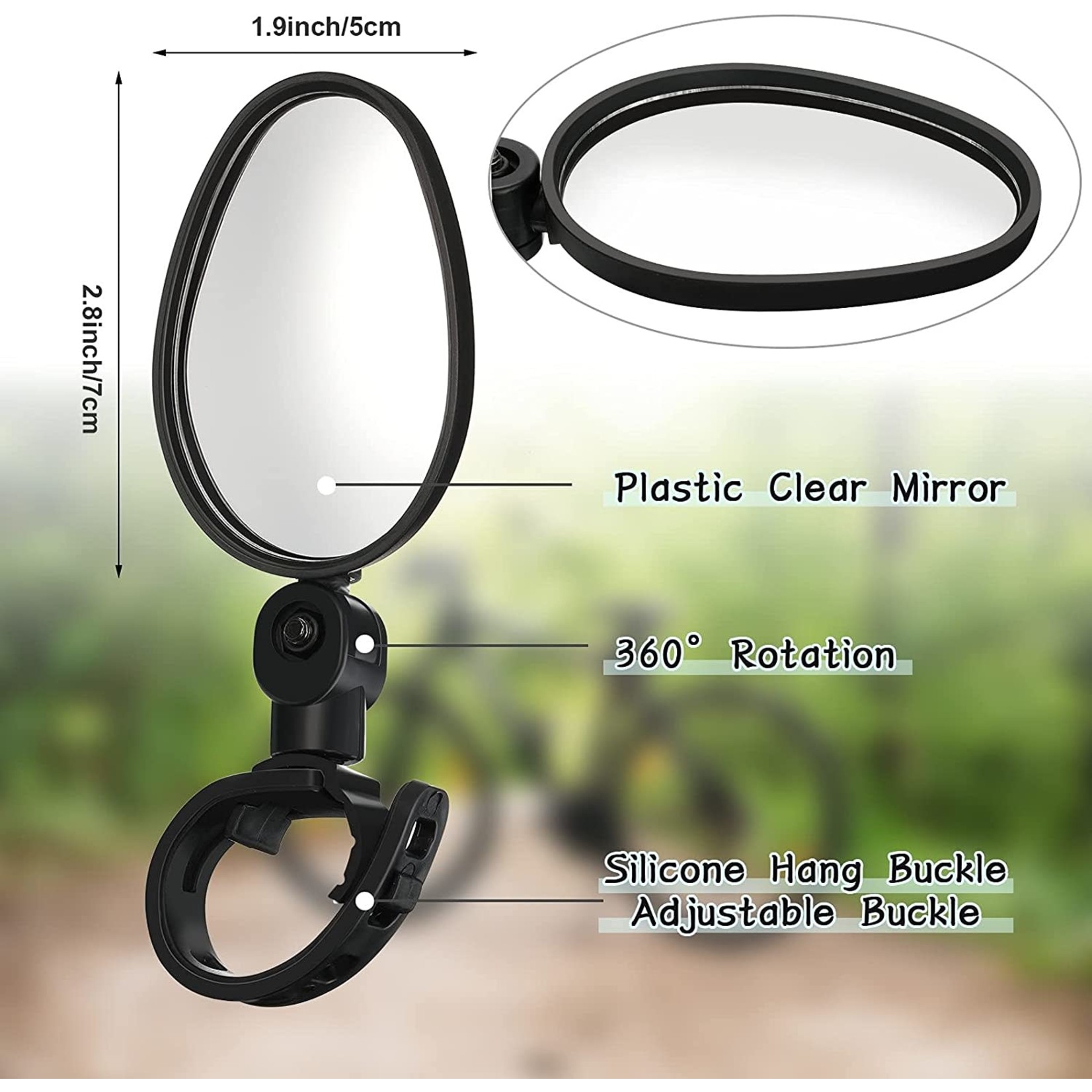 Mirror 360 Degree Adjustable Rotatable Handlebar