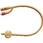 Gold™ 2-Way Silicone Coated Latex Foley Catheter 22Fr 16" L, 5cc Balloon Capacity, Black Tip