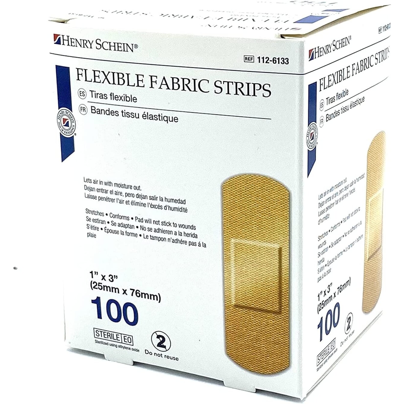 Bandage Strips Fabric 1X3" Flexible Flesh Lf - Pack of 100