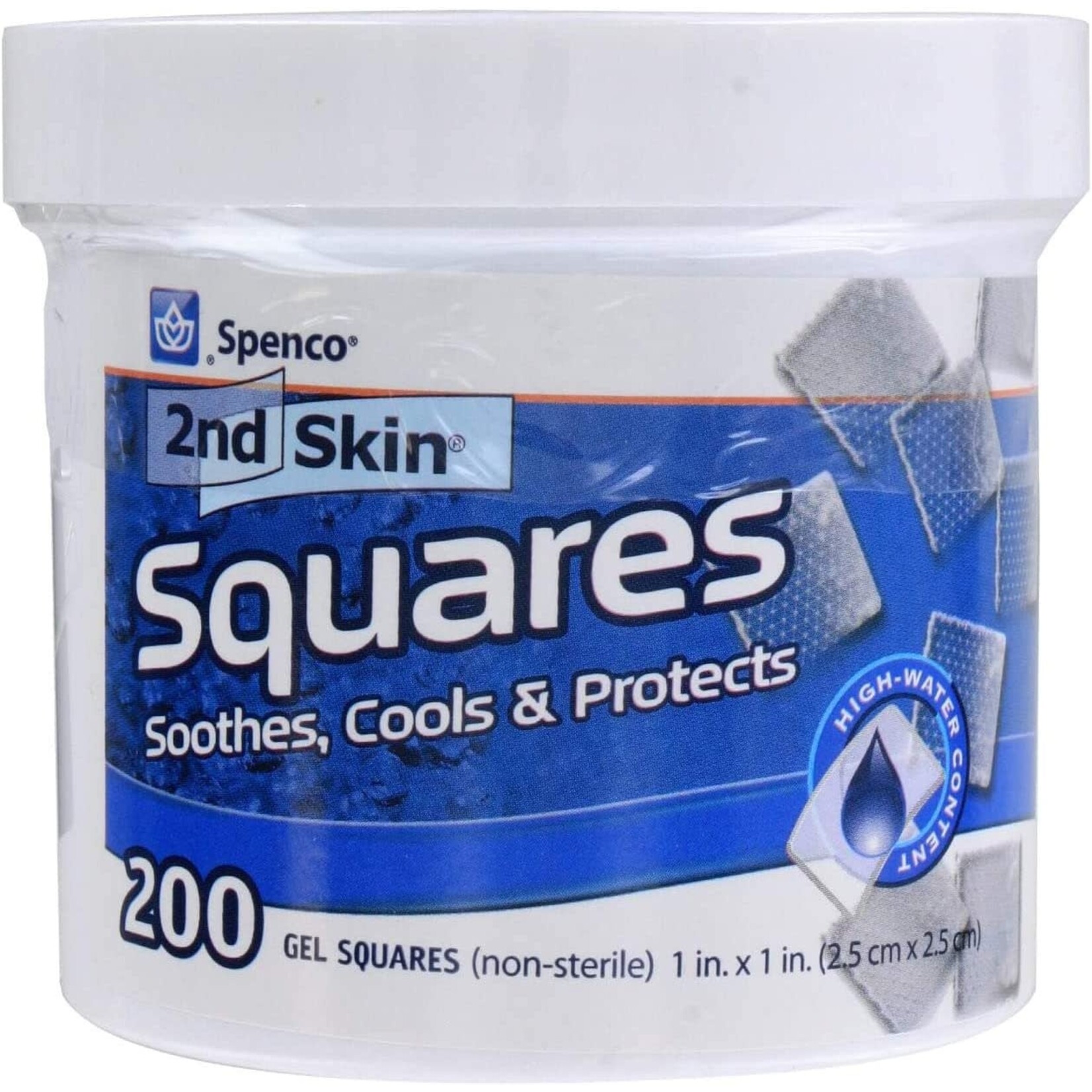 2nd Skin Squares Soothing Protection, Gel Squares 200-Count, Bacterial Barrier, One Size 1x1"