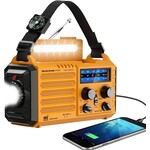 Emergency Radio with NOAA Weather Alert, Portable Solar Hand Crank AM FM Shortwave Radio for Survival,Rechargeable Battery Powered Radio,USB Charger,Flashlight,Reading Lamp,SOS Alarms for Home Outdoor