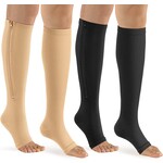 Zipper Compression 2XL Socks Women & Men - 2Pairs Calf Knee High 15-20mmHg Open Toe Compression Stocking