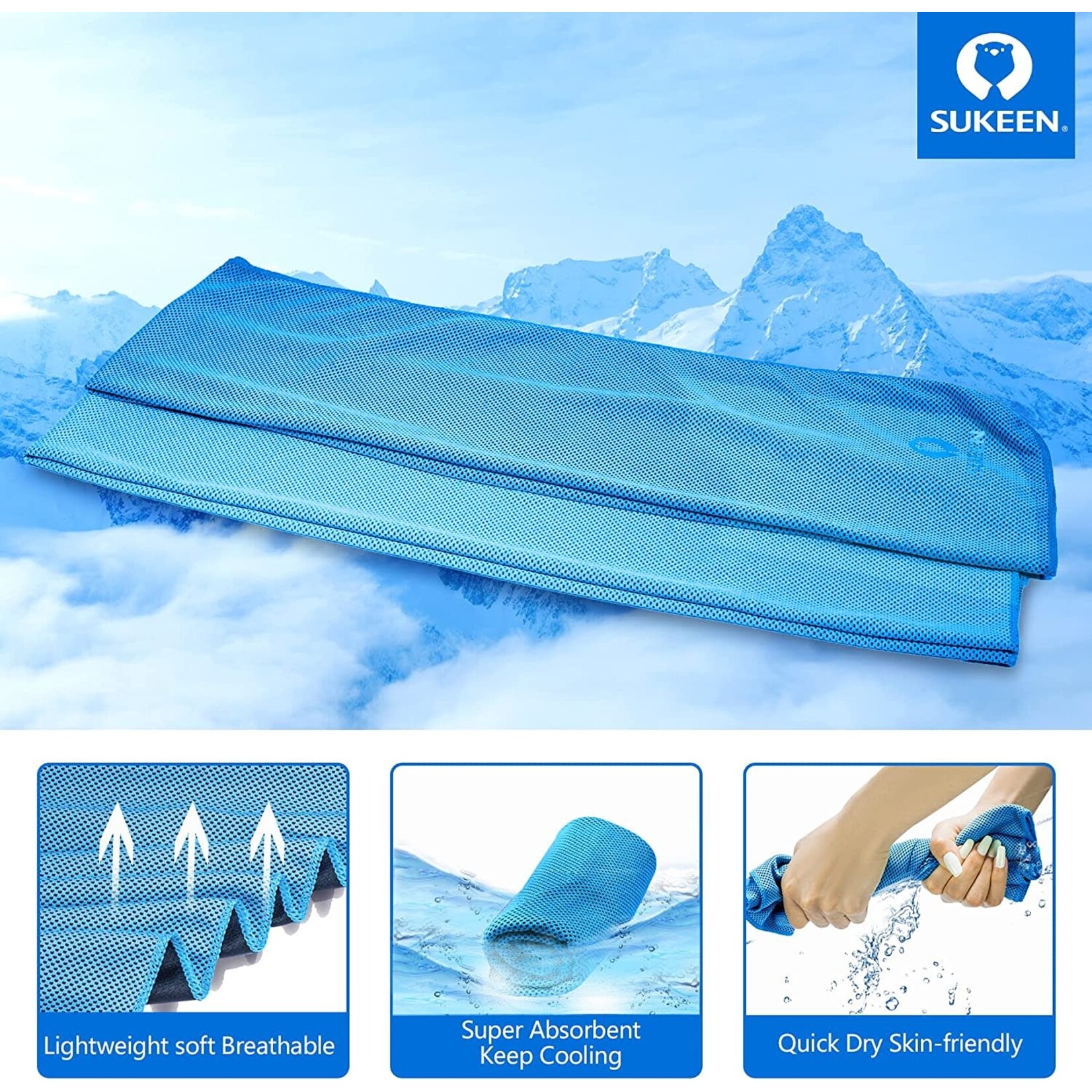 Cooling Towel (40"x12") Bulk Ice Towel,Soft Breathable Chilly Towel,Microfiber