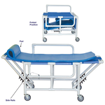 Mjm HealthCare Grade Plastics Shower gurney with fold down head and foot section and closed cell foam pad, 350 lbs weight capacity