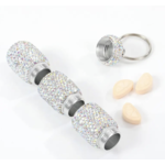 Bling Pill Case Portable Travel Pill Container Bottle Rhinestone