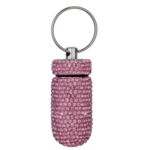 Bling Pill Container Portable Pill Bottle Case keychain- Pink