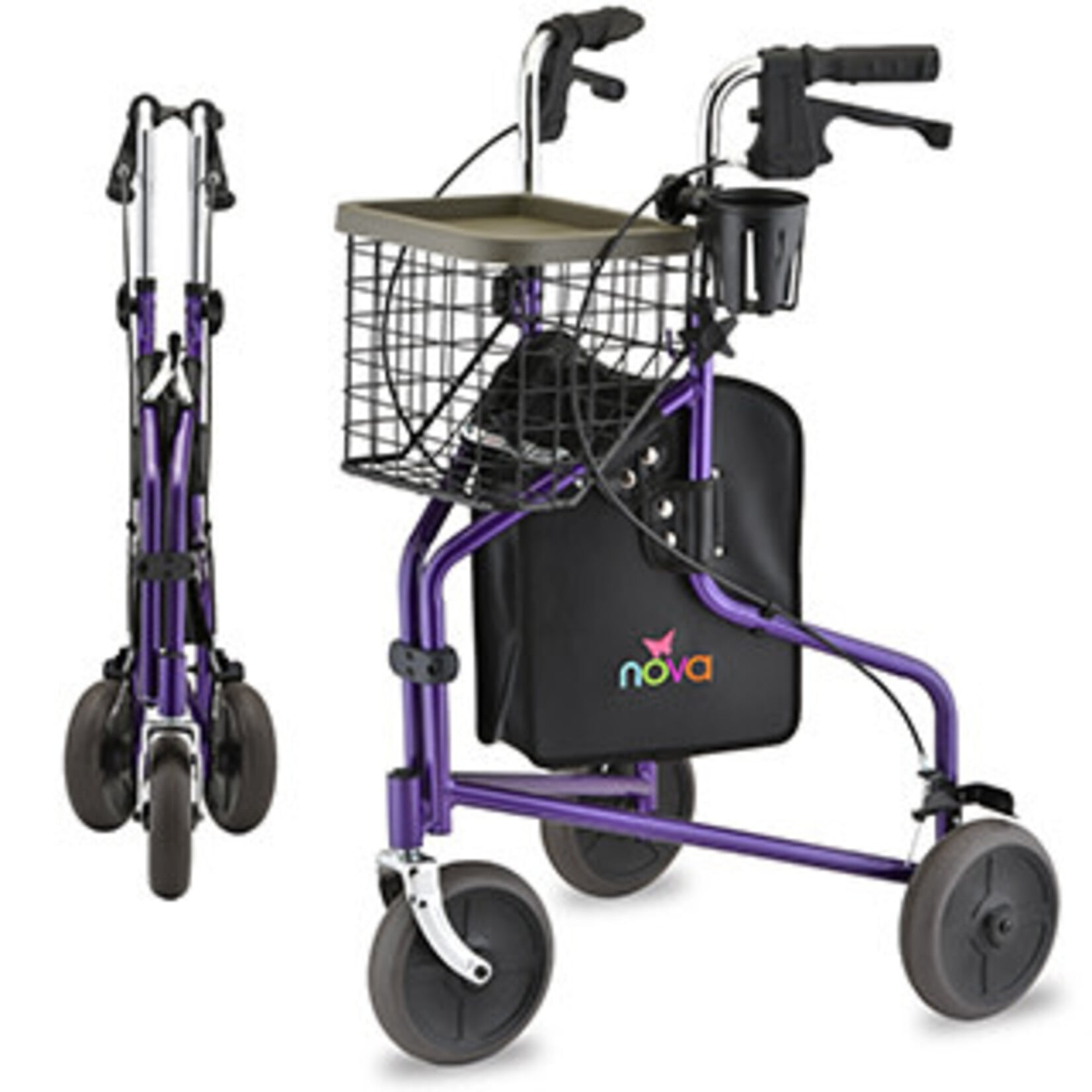 Nova TRAVELER 3 WHEEL ROLLING WALKER PURPLE