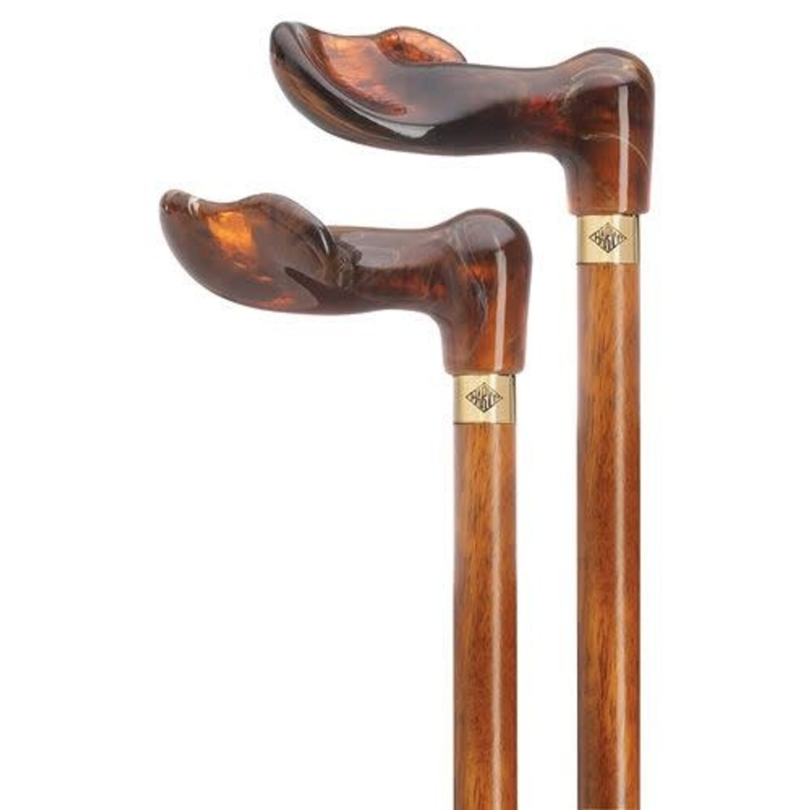 Harvy Amber Acrylic Palm Grip on Cherry-Right Hand Cane