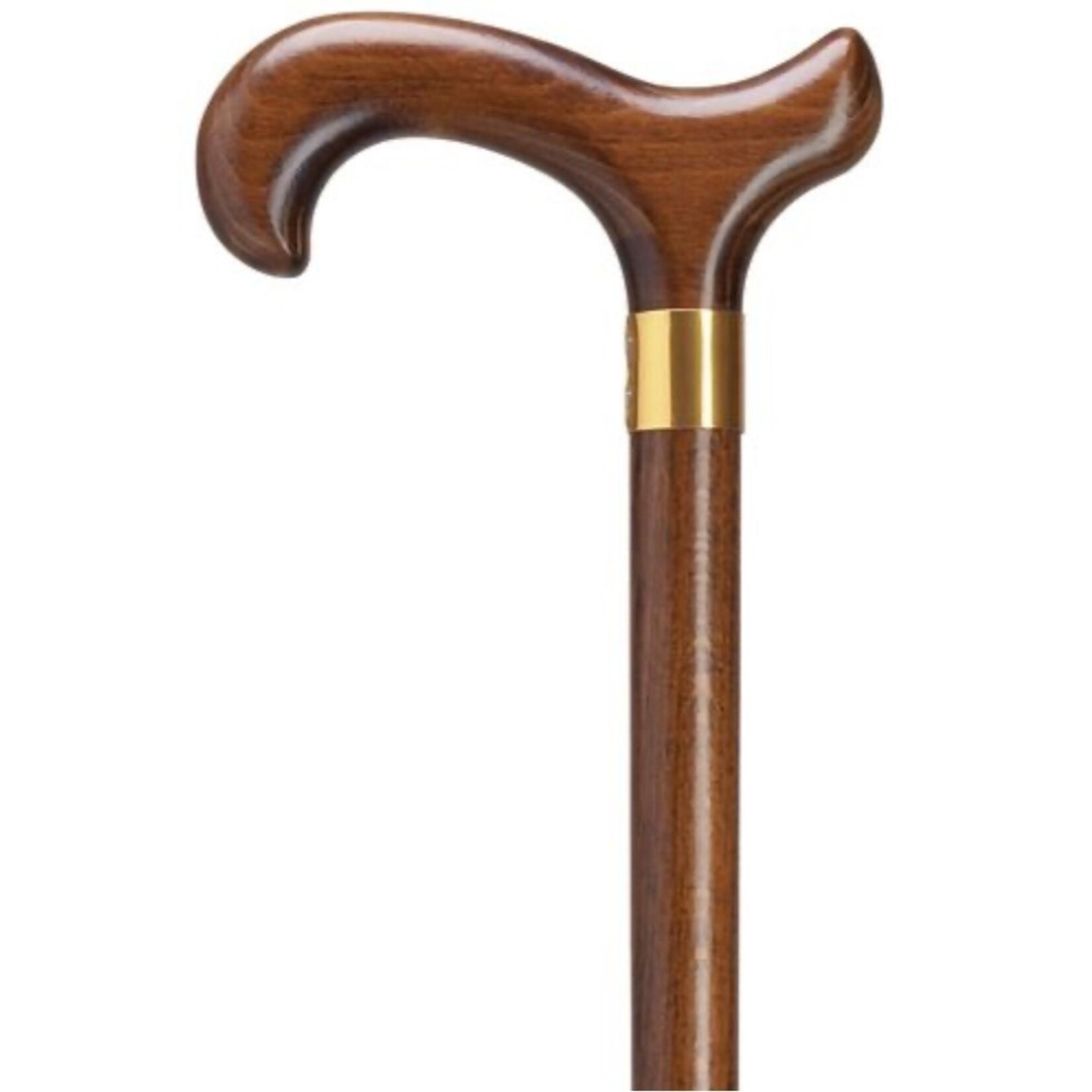 Harvy Mens Derby with Brass Band Color Walnut Cane