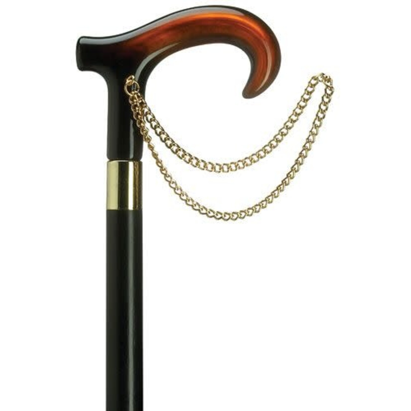 Harvy Decorative European Ladies Derby Handle Cane, Color Shell, With Gold Chain