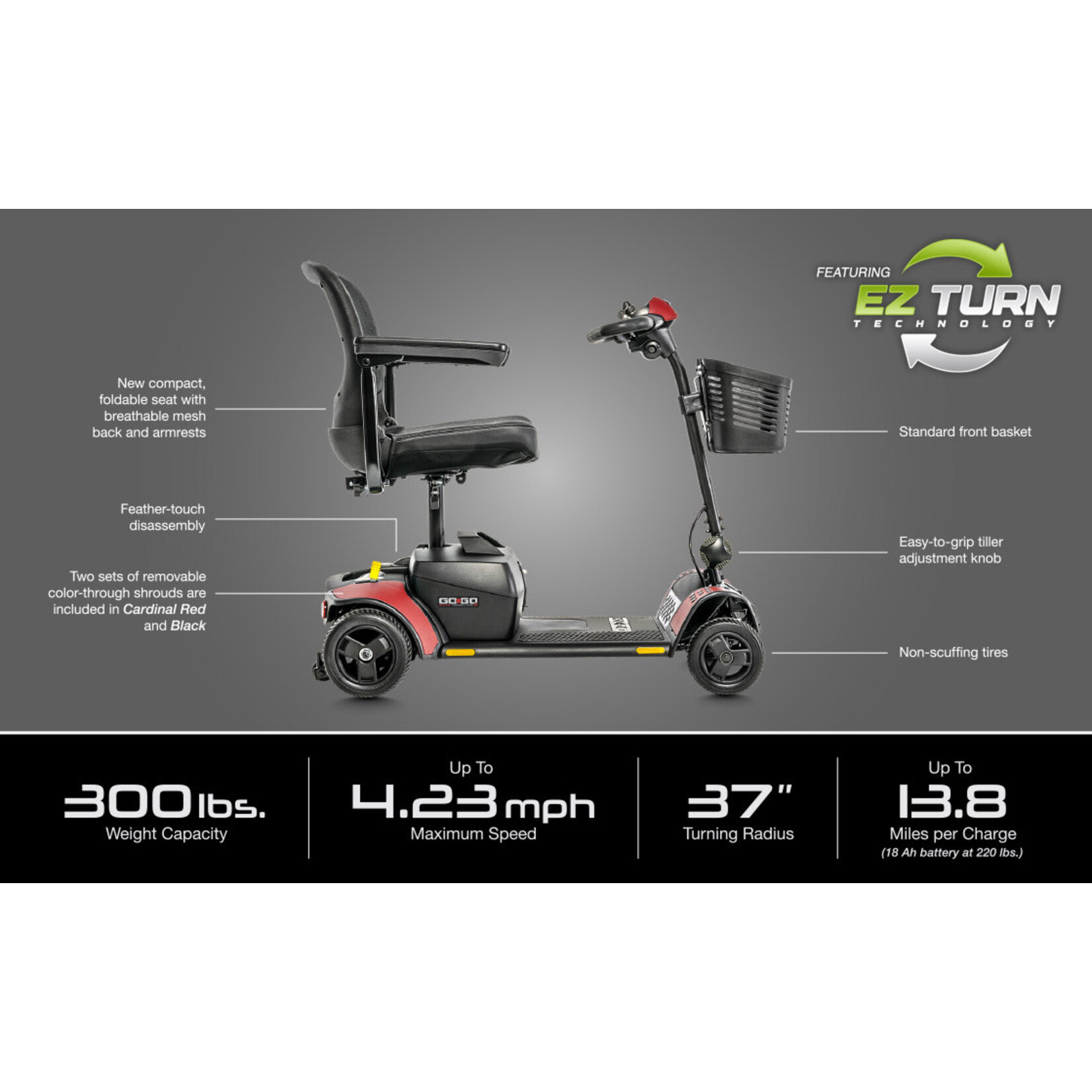 Pride Go Go (GOGO) Elite Traveller 2 4-Wheel 18 AH Scooter