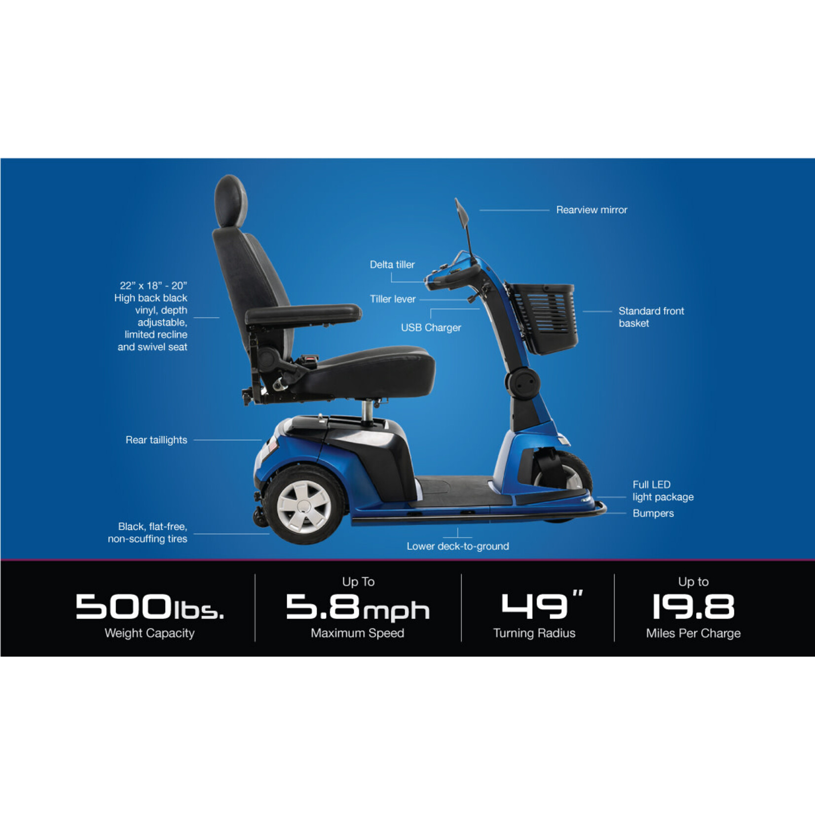 Pride Maxima 3-Wheel Scooter with Power Elevating Seat