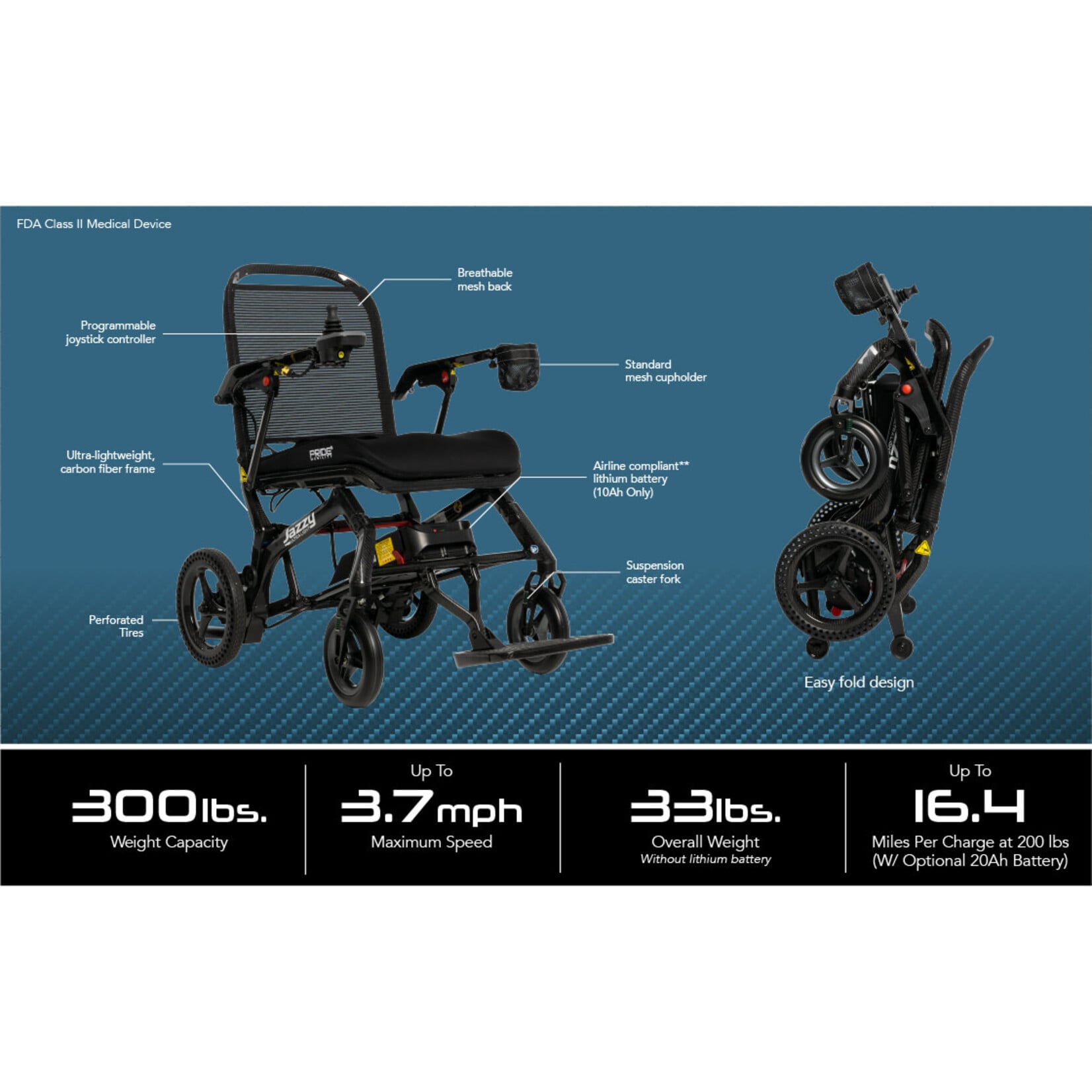 Pride Jazzy Ultra Light 20 AH Lithium-ion Battery Electric Wheelchair