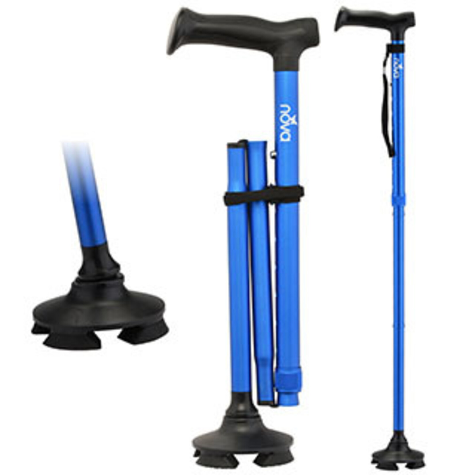 Nova Folding Cane with Quad Pivot Tip Blue
