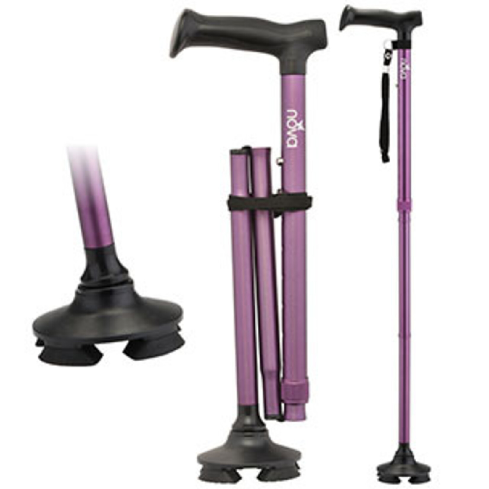 Nova Folding Cane with Quad Pivot Tip Purple