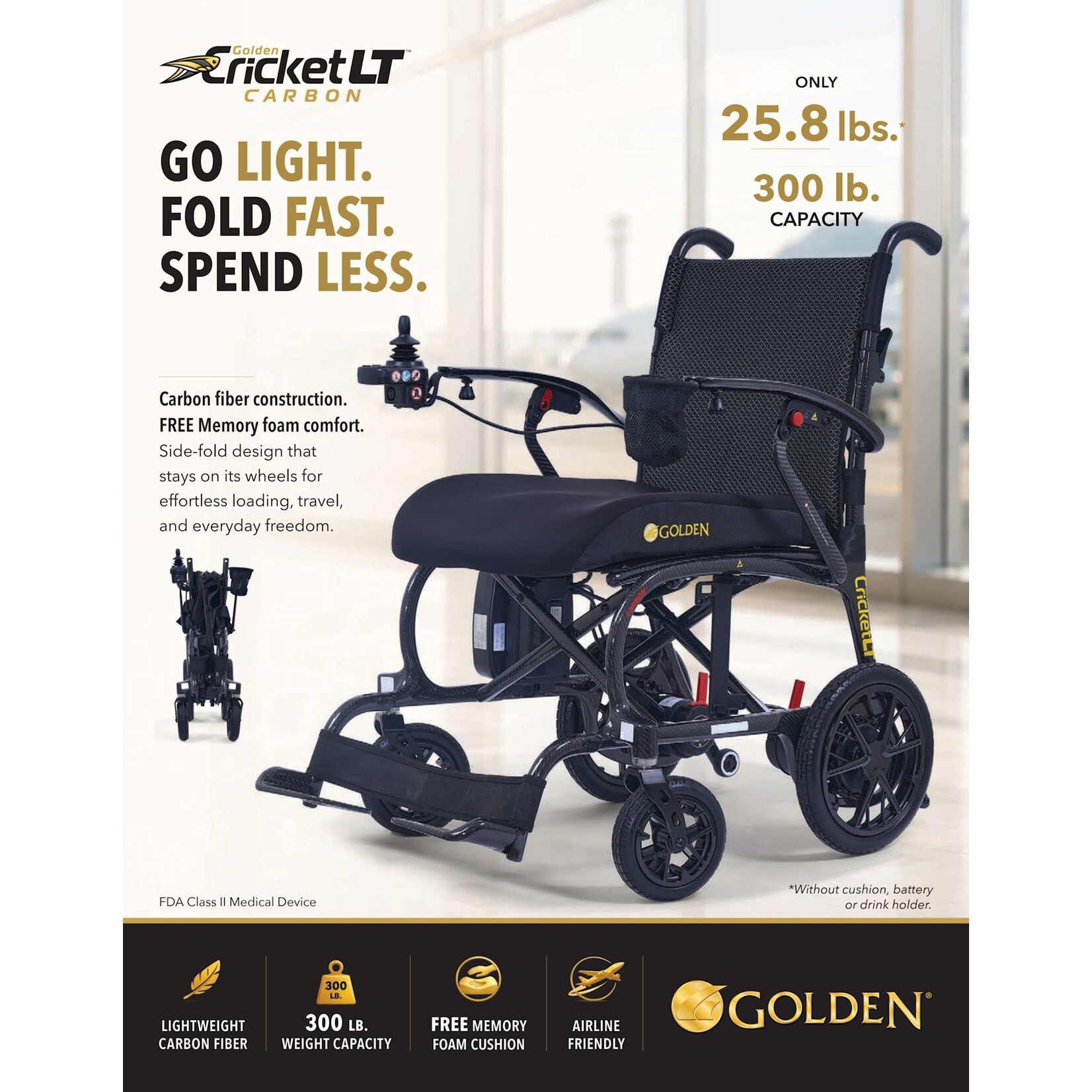 Golden Technologies Cricket LT Carbon Foldable Power Chair